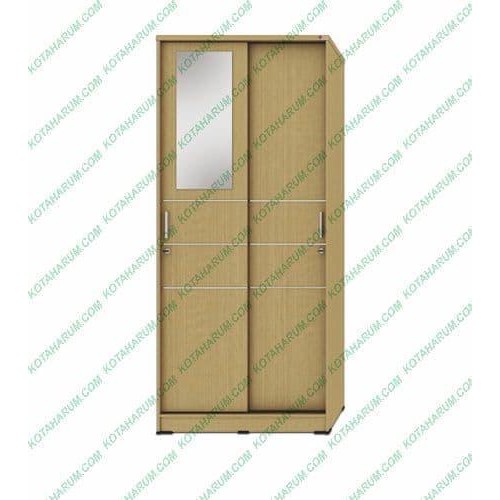 Lemari Baju Pakaian Cermin Kaca 2 Pintu Geser Sliding Coklat Bandung Terbaru Best Quality 100% Origi