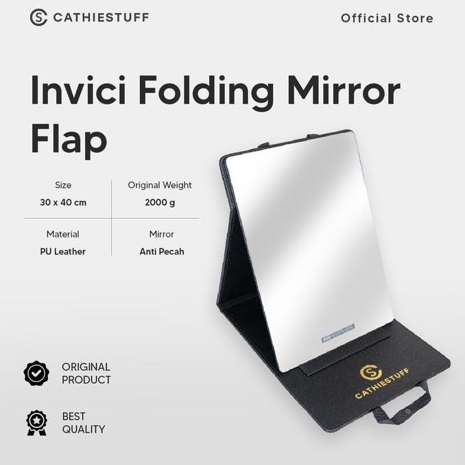 Cathiestuff Pro Basic Mirror Flap | Hd Tech Pro Folding Mirror (Improved Technology) | Kaca Makeup P