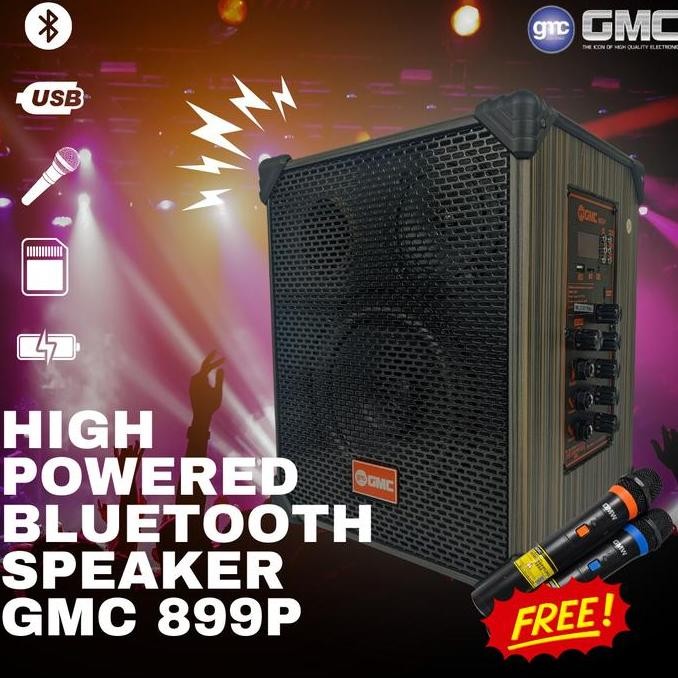 GMC Speaker Bluetooth 899P Speaker Portable Indoor Outdoor Plus 2 Mic Wireless Suara Nyaring NS