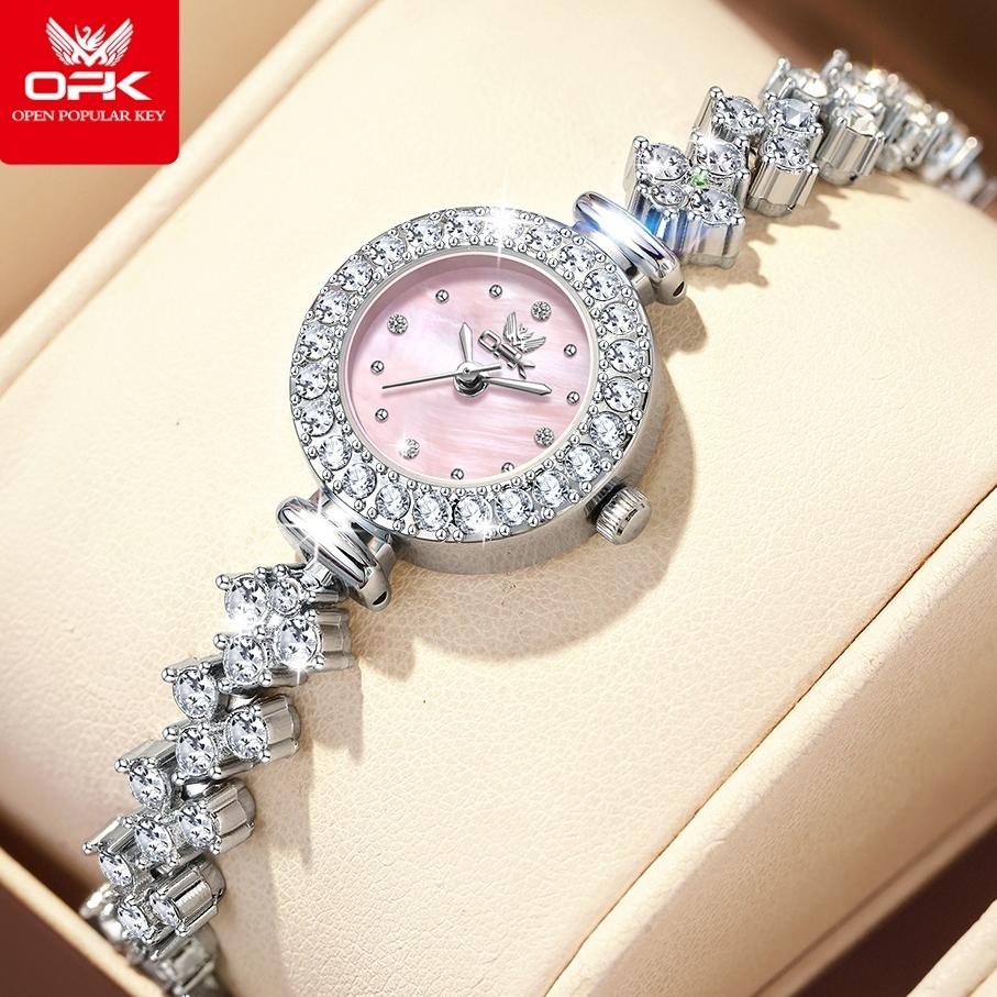 Opk Jam Tangan Wanita Anti Air Tahan Cewek Fashion Emas Kecil Korea Gelang Pink Whatch Woman