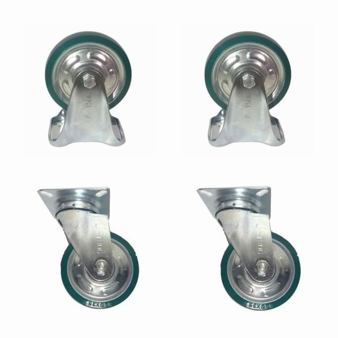 paling diminati] Roda Troli 8 Inch PU Merk HITO 1 Set (2 Mati 2 Hidup)