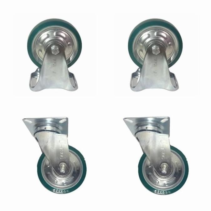 ><><><] Roda Troli 5 Inch PU Merk HITO 1 Set (2 Mati 2 Hidup)