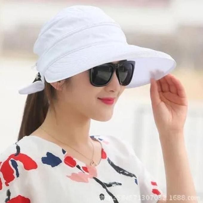 Topi Haji Putih Resleting Buka Tutup Outdoor Wanita KIAMA - Kupluk, Olahraga, Elegan RDN