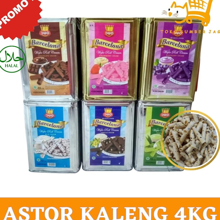 Astor Barcelona Wafer Roll Kaleng 4Kg Grosir