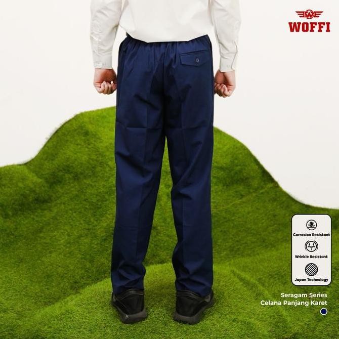 (Expert) Woffi Seragam SMP Celana Panjang Karet Biru