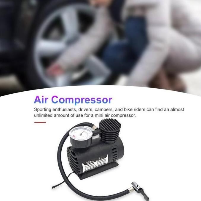 Pompa Ban Elektrik Portable 12V 300Psi - Pompa Angin Motor & Mobil, Mini Compressor Listrik Praktis 