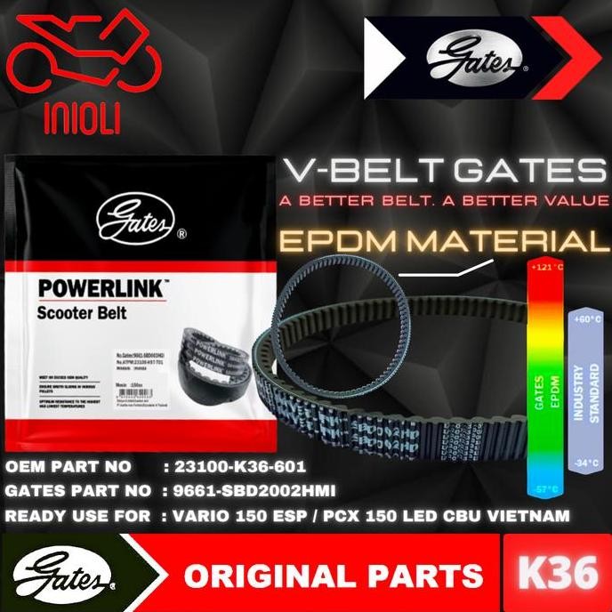 Van Belt Gates V Belt V-Belt Vbelt Gates Powerlink Honda Vario 150 Esp Pcx 150 Cbu Vietnam 23100-K36
