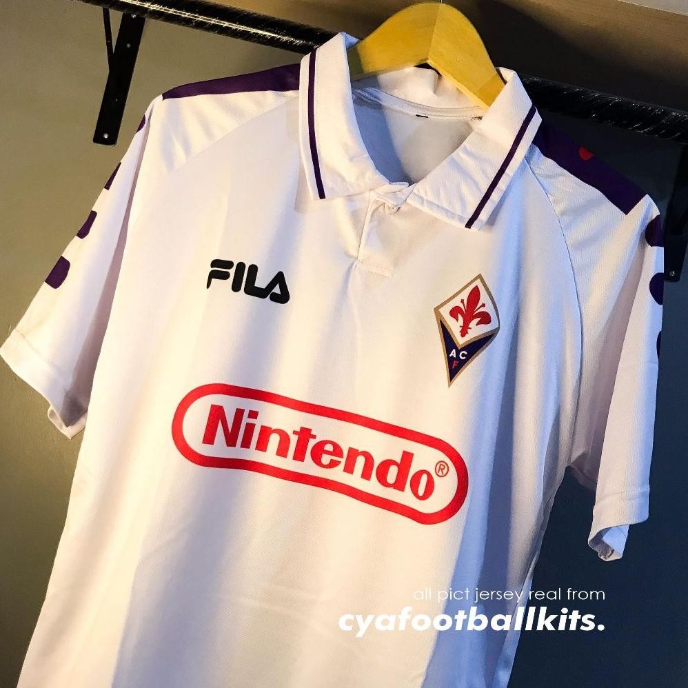 Jersey Fiorentina Retro 1998 Away Putih | Away Lengan Pendek | Jersey Fiorentina Vintage Retro | Jer