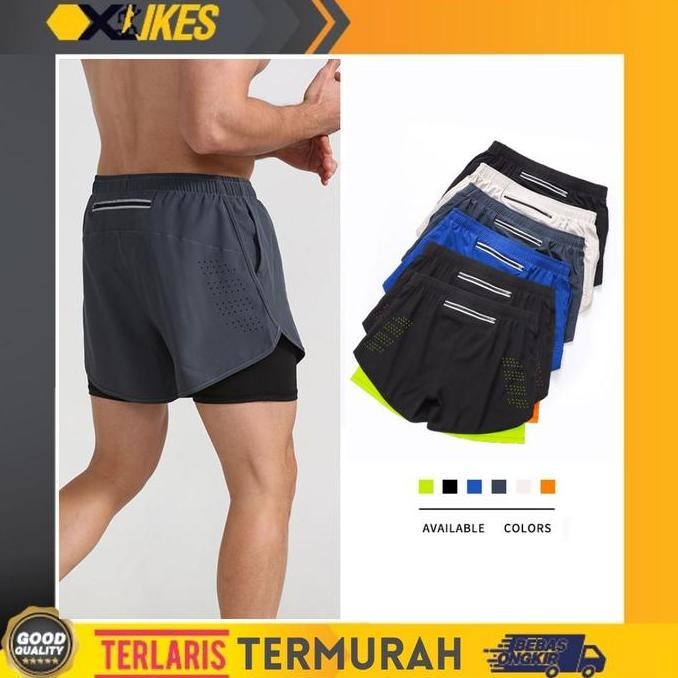 DK22 Celana Pendek Olahraga Lari Pria Gym Training Legging Sport Pria