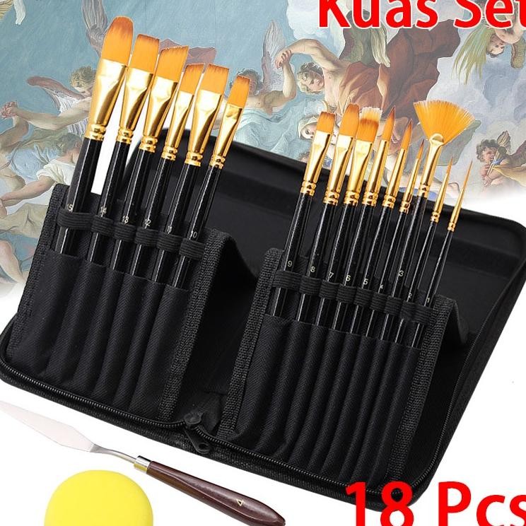 Art Brush Set Sikat Rambut Nylon Pinay Batang Lukisan Cat Minyak Tirai Kuas Lukisan Cat Air Guas