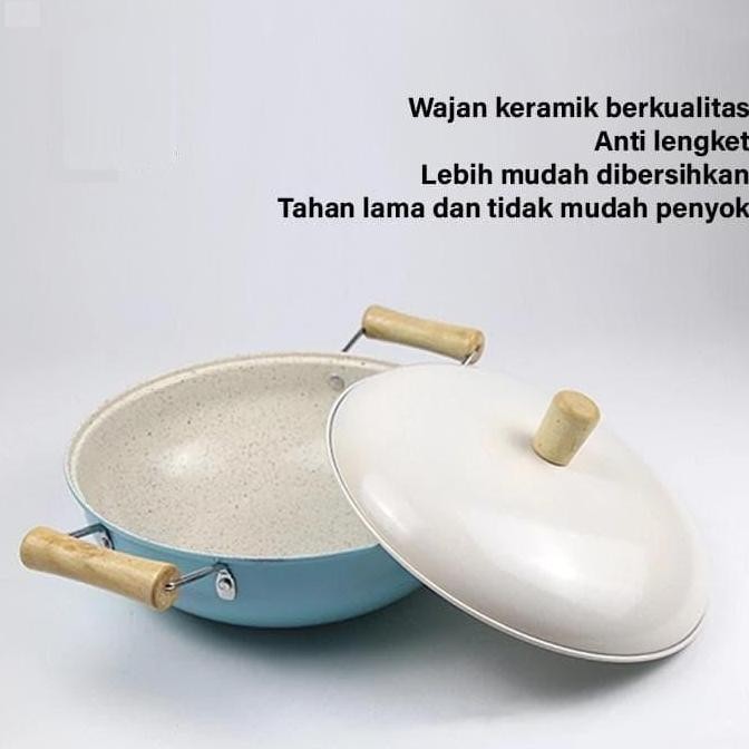 3In1 3 In 1 Set Paket Wajan Keramik Biru Isi 3 Pcs Panci Masak Penggorengan Soup Sup Anti Lengket Ce