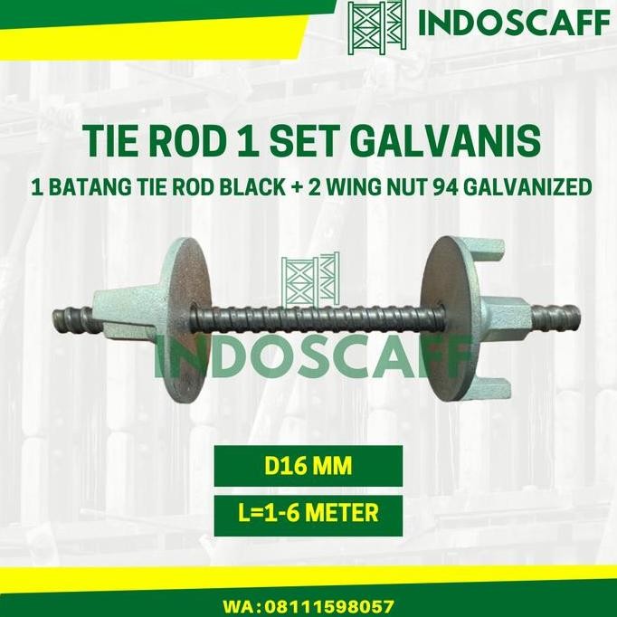 New Tie Rod Bekisting 1 Set (1 btg Tie Rod BLACK, 2 pcs Wing Nut 94 BLACK)
