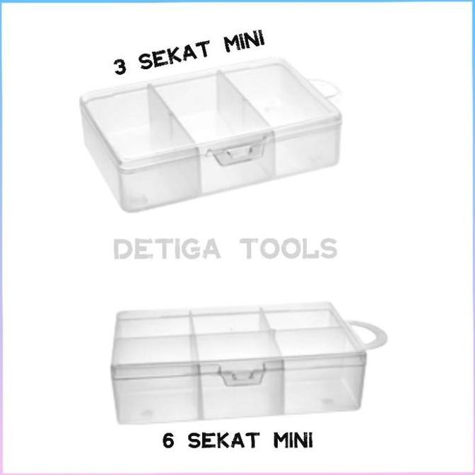 Kotak Plastik 3 & 6 Sekat Mini / 12 Sekat dengan Tutup / Kotak Manik