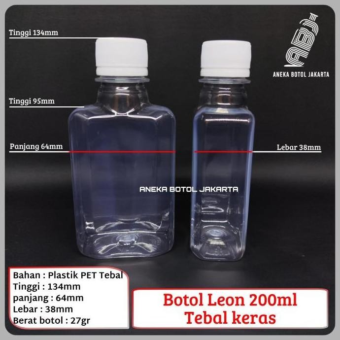 Botol leon 200ml tebal keras / Botol gepeng 200ml tebal keras