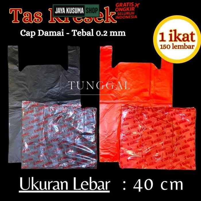 Berkualitas (150 Lembar) Tas Kresek Cap Damai Lb. 40 Cm. Tas Kresek Besar, Tas Kresek Merah, Tas Kre