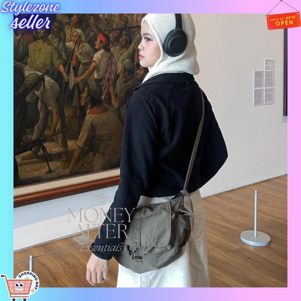 Megan Y2k Bag by Money Alter / Tas Selempang Bahan Kanvas / Military Bag New
