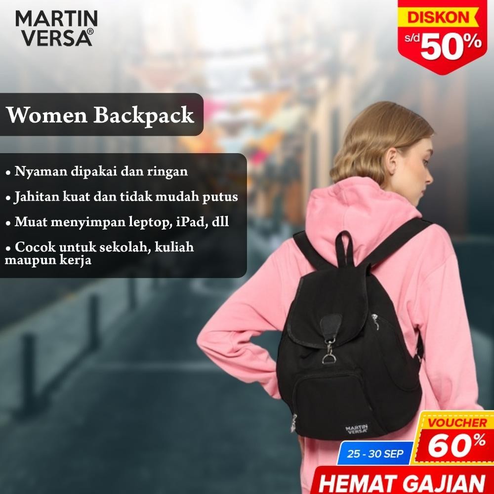 Special MARTIN VERSA Tas Ransel Wanita 35 CM Woman Backpack Kanvas TR5LITE-Hitam Buruan Sebelum Keha