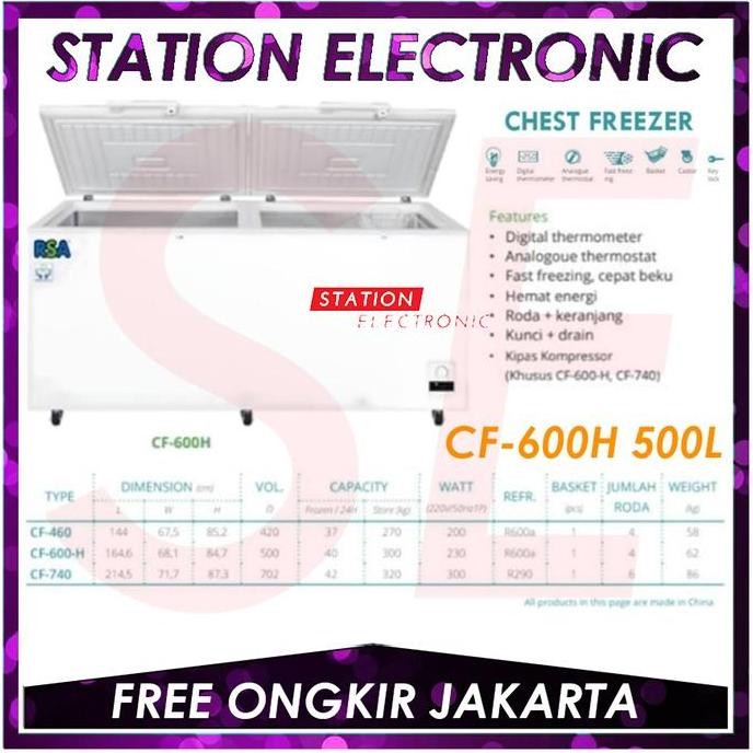 Freezer Box RSA CF-600 Chest Freezer 600 Liter Putih