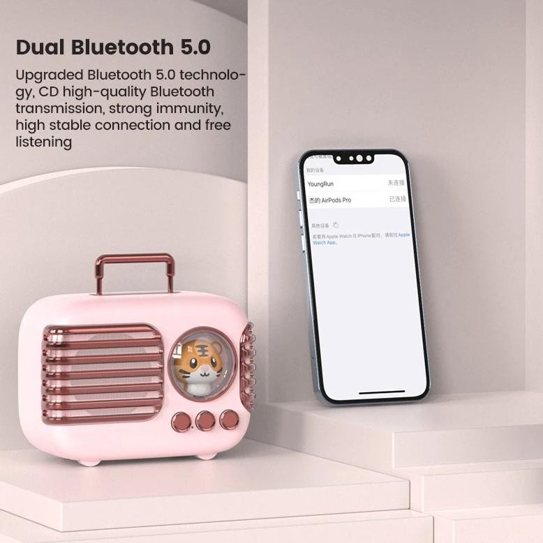 New - Bluetooth Mini Speaker Bluetooth 5.3 Mini Animal Speaker Stereo Retro Outdoor Portable Wireles