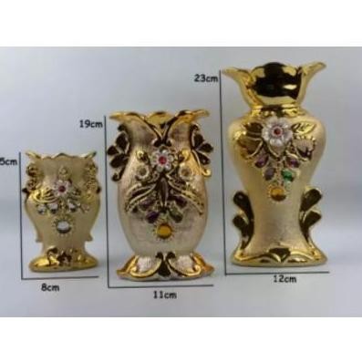 Vas Bunga Keramik Arab Gold Kaligrafi dan Motif Lain-lain DVS