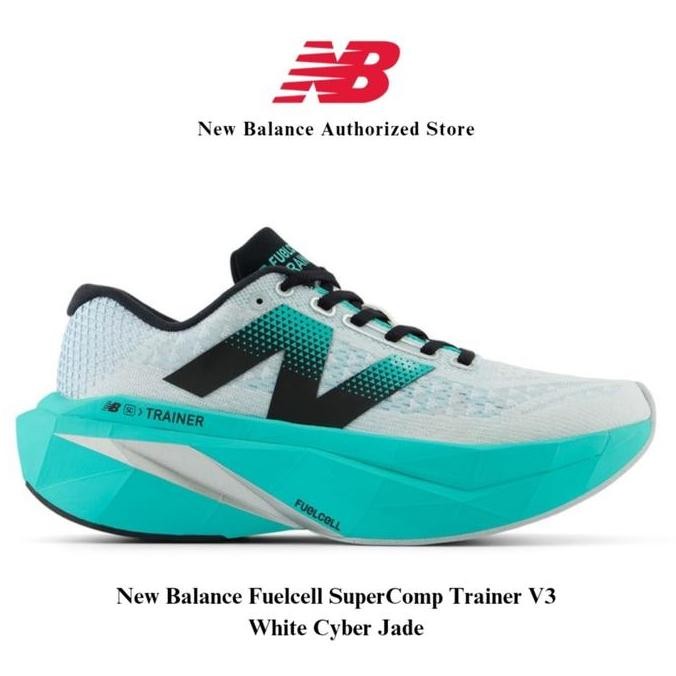 Sepatu NB New Balance FuelCell SuperComp Trainer V3 White Cyber Jade
