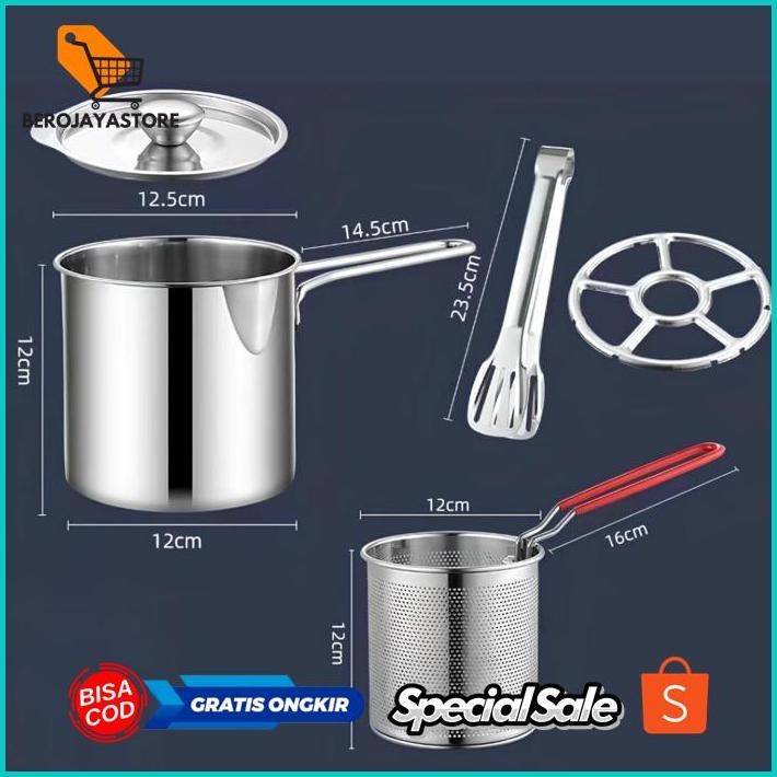 Racun Shopee Qv21 [Official Mall] Funnycook 5 In 1 Multi Deep Fryer Panci Penggorengan Rebus Stainle