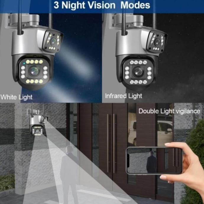 Cctv Dual Camera Lens Outdoor 8Mp+8Mp Speed Dome App V380Pro Ip Cctv