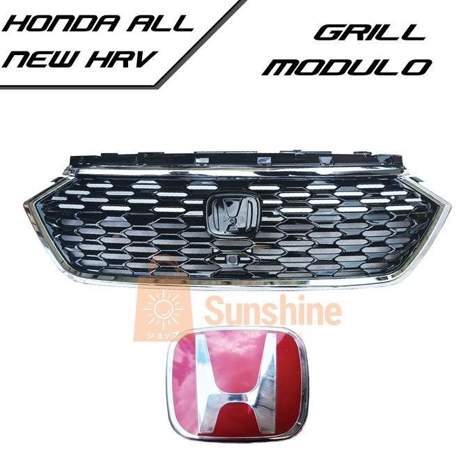 GRILL MODULO ALL NEW HONDA HRV 2022 BLACK CHROME RED LOGO