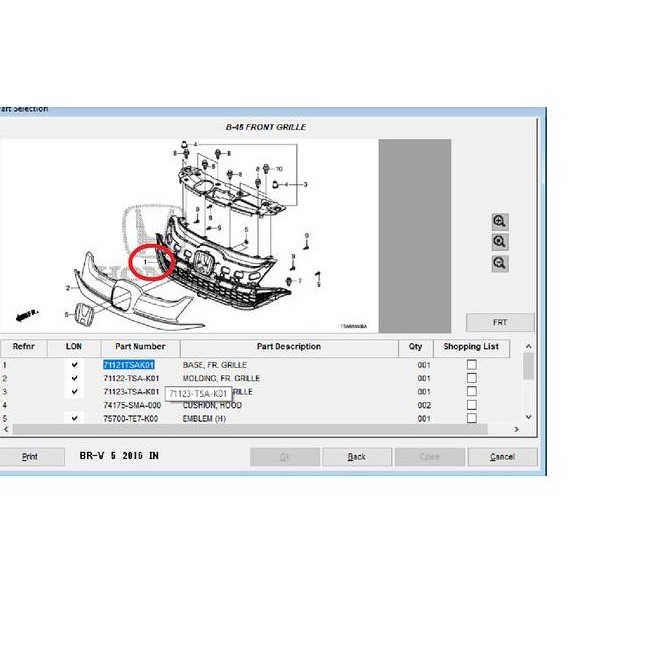 Base Grill BRV TIPE E PRESTE 2016-2018 Genuine