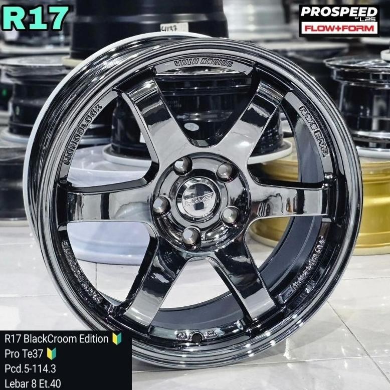 velg rays te37 ring 17 black chrome untuk innova terios hrv civic rush xpander grand vitara voxy