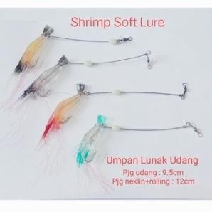 Hot Umpan Pancing Lunak Set Soft Lure Udang Besar Nekllin + Rolling + Kail In-13