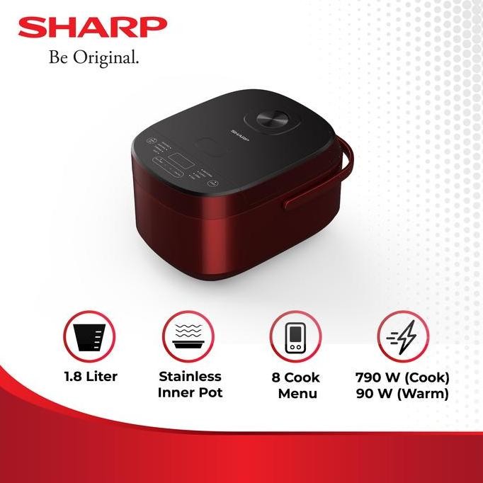 Sharp Rice Cooker Digital 1.8L KS DF18RD / KS-DF18-RD / KS-DF18 Red Magic Com - 8 Auto Cook Menu - 1