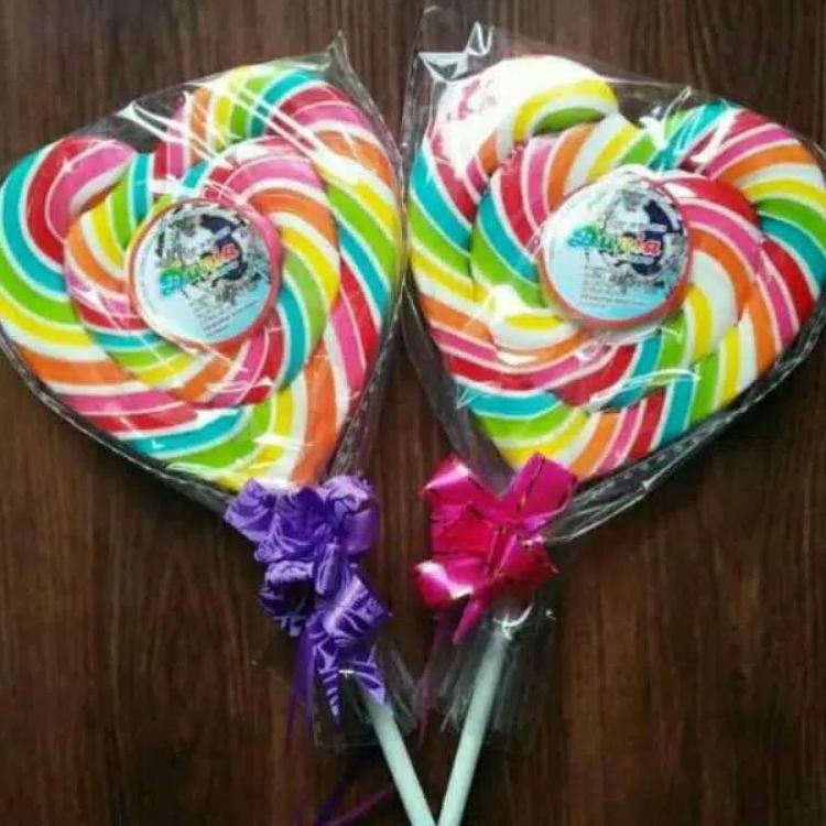 Permen Lolipop Besar 7 Cm Isi 50 Pcs Lollipop Love Warnawarni Ulang Tahun Cocok Untuk Souvenir