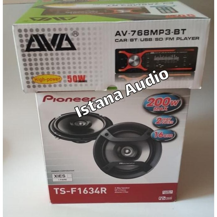 Paketan Audio Speaker Pioneer Coaxial 6Inch Dan Tape Ava Bluetooth