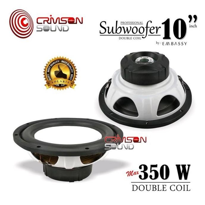 Subwoofer 10 Inch Embassy Es - 1028 White Speaker