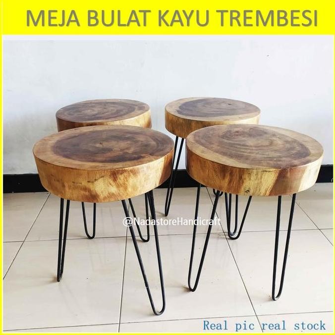BEBAS ONGKIR - Meja Bulat / Meja rustic / meja akar Jati / Meja Kayu Trembesi