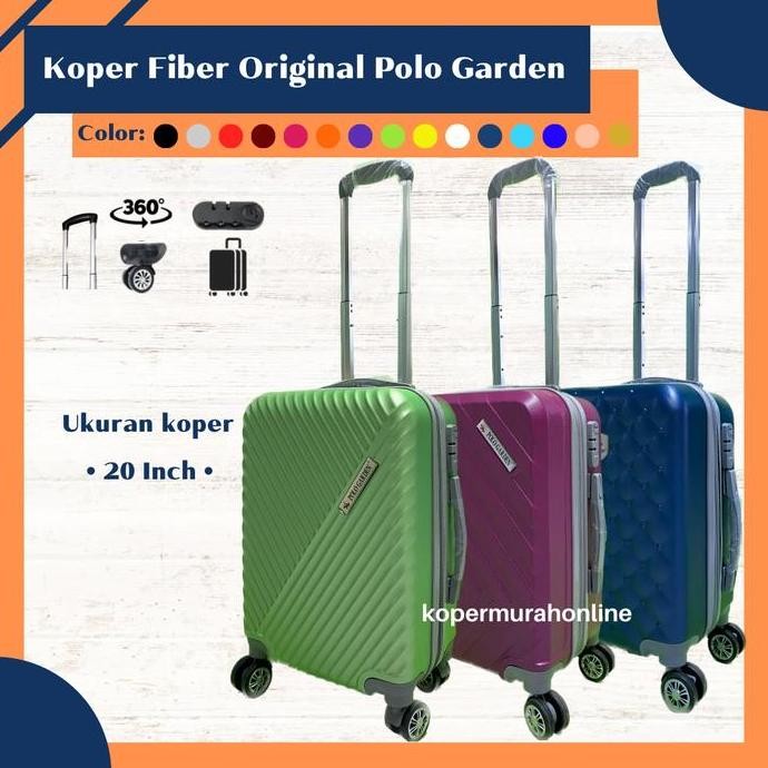 TERBARU - Koper fiber polos Polo Garden 20" hitam