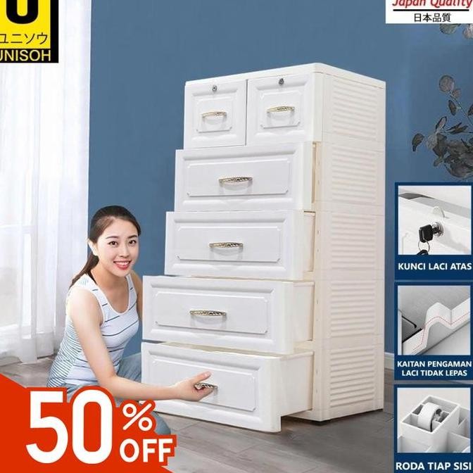 TERLARIS - UNISOH Lemari Plastik Pakaian Laci Susun Penyimpanan