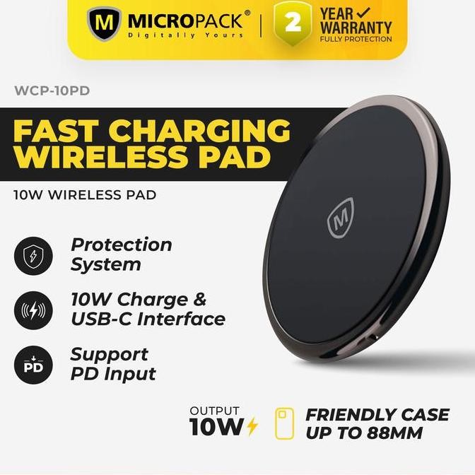 PROMO DISKON - Wireless Charger Pad Micropack Fast Charging Adapter Biru - (WCP-10PD)