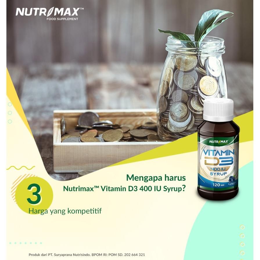 Terlaris Nutrimax Vitamin Vit D3 Anak Ibu Hamil 400 IU Sirup Suplementasi Vitamin D3 