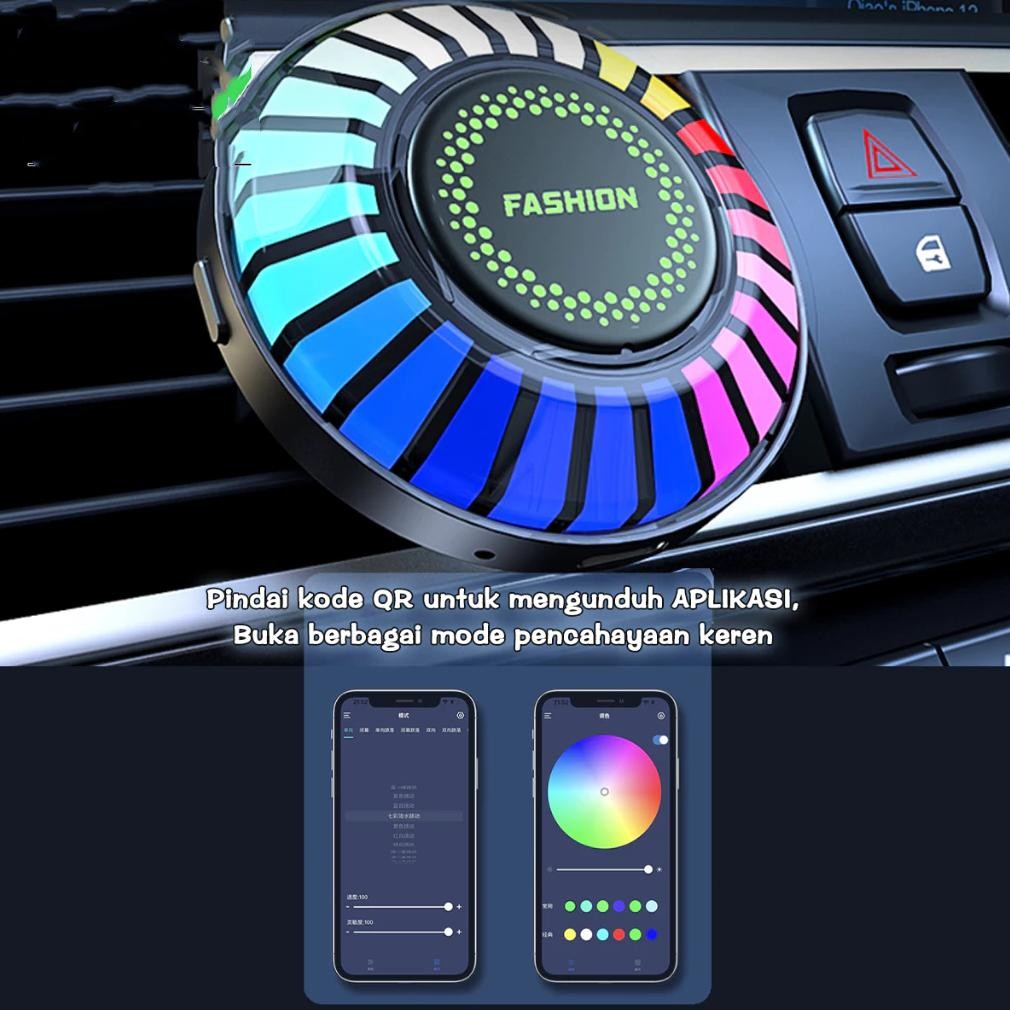 Big Sale - Parfum Mobil Lampu LED RGB Car Music Rhythm Parfum Mobil USB Plug-in 22 LED LAMPU RGB MUS