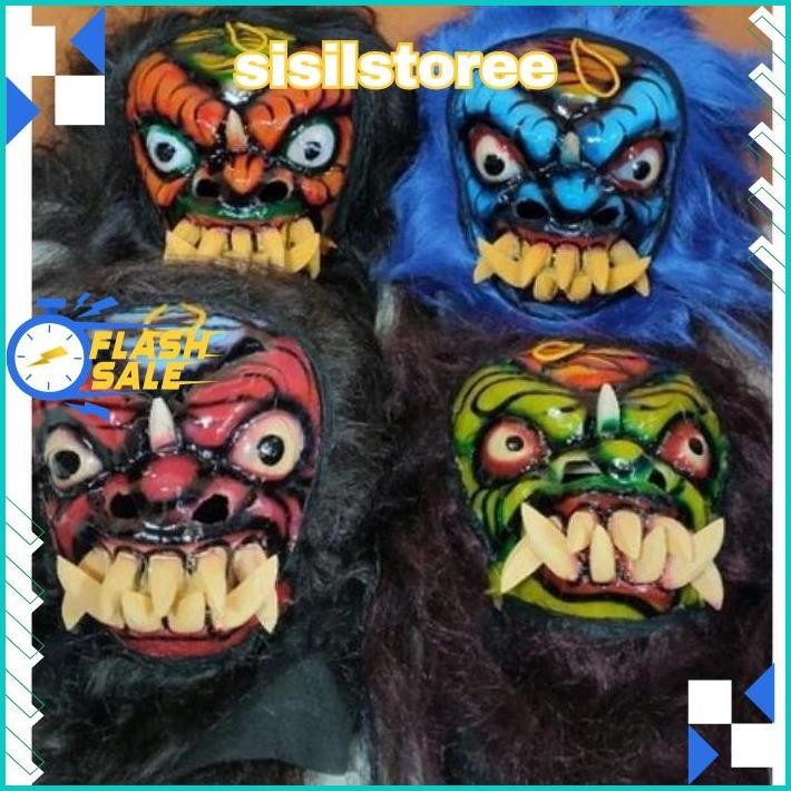 COD Topeng Buto Gedruk Mainan Anak Seram Asli Kayu