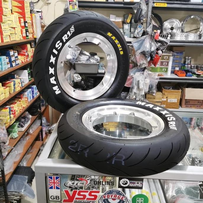 Velg Tubeless Vespa Uno V.3 Polish GScooter R.10 & Ban Maxxis MAR1