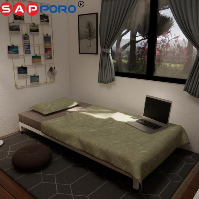 SAPPORO KIAMA - Ranjang Besi Single Bed | Divan Besi Single Bed Kasur Roda