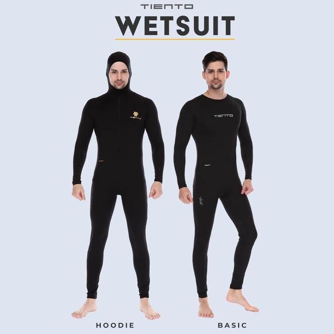 Tiento Men Wetsuit Swimwear Black Baju Celana Pakaian Renang Diving Surfing Original