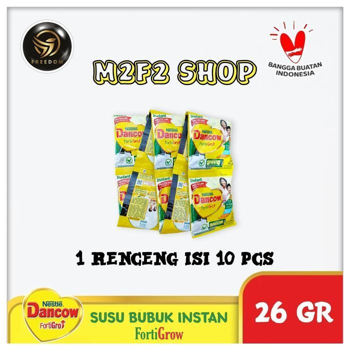 Dancow Fortigro Susu Bubuk Instant Original Putih Sachet - 26 Gr (Harga 1 Renceng)