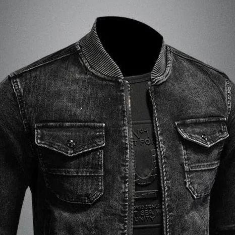 Eighteen Mamima Jaket Jeans Pria Boomber Rip Hitam Full Resleting Atasan Pria Casual Keren Distro