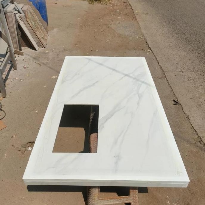 Granit Meja dapur Putih marble ukuran custom / granit meja bar wastafe