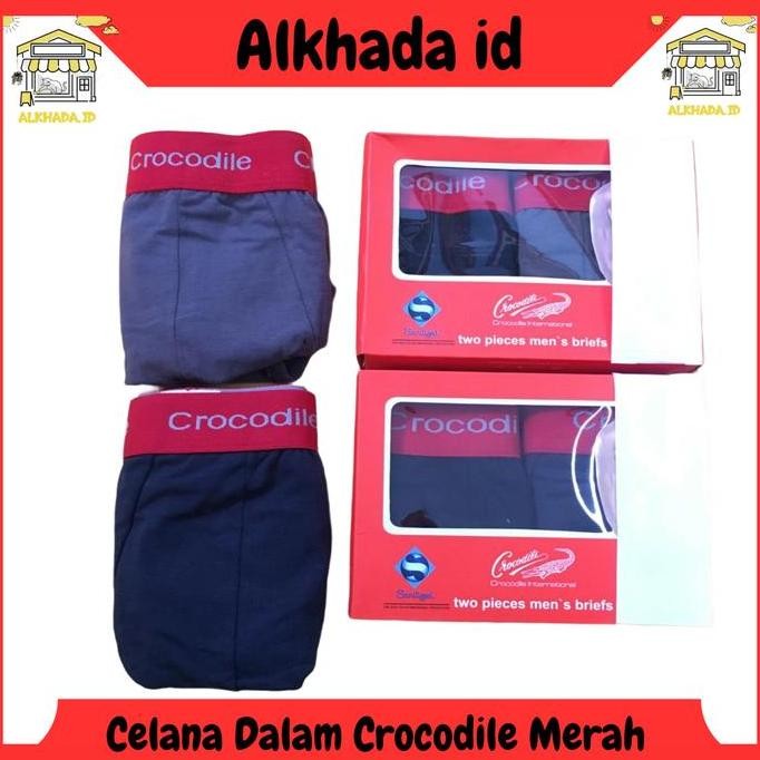 Promo Grosir 6 Pcs / 3 Box Celana Dalam Pria Crocodile Merah Bahan Katun / CD Crocodile Pria Dewasa 