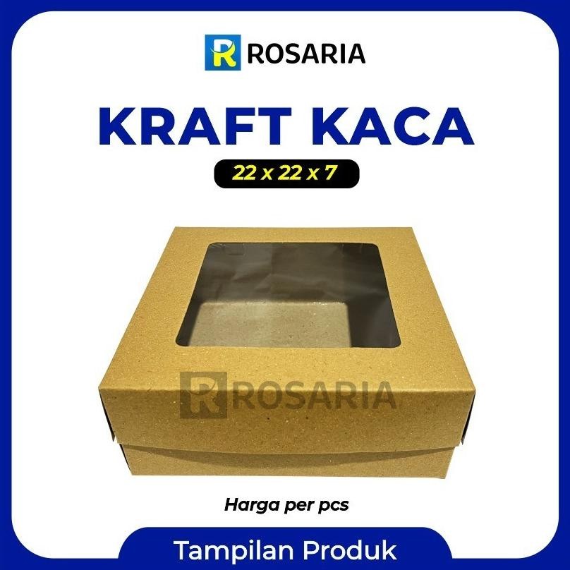 [ 10 Pcs ] Kotak Kraft Kaca Uk 22X22X7 Cm Coklat Kaca Laminasi Dus Makan Laminasi Terlaris